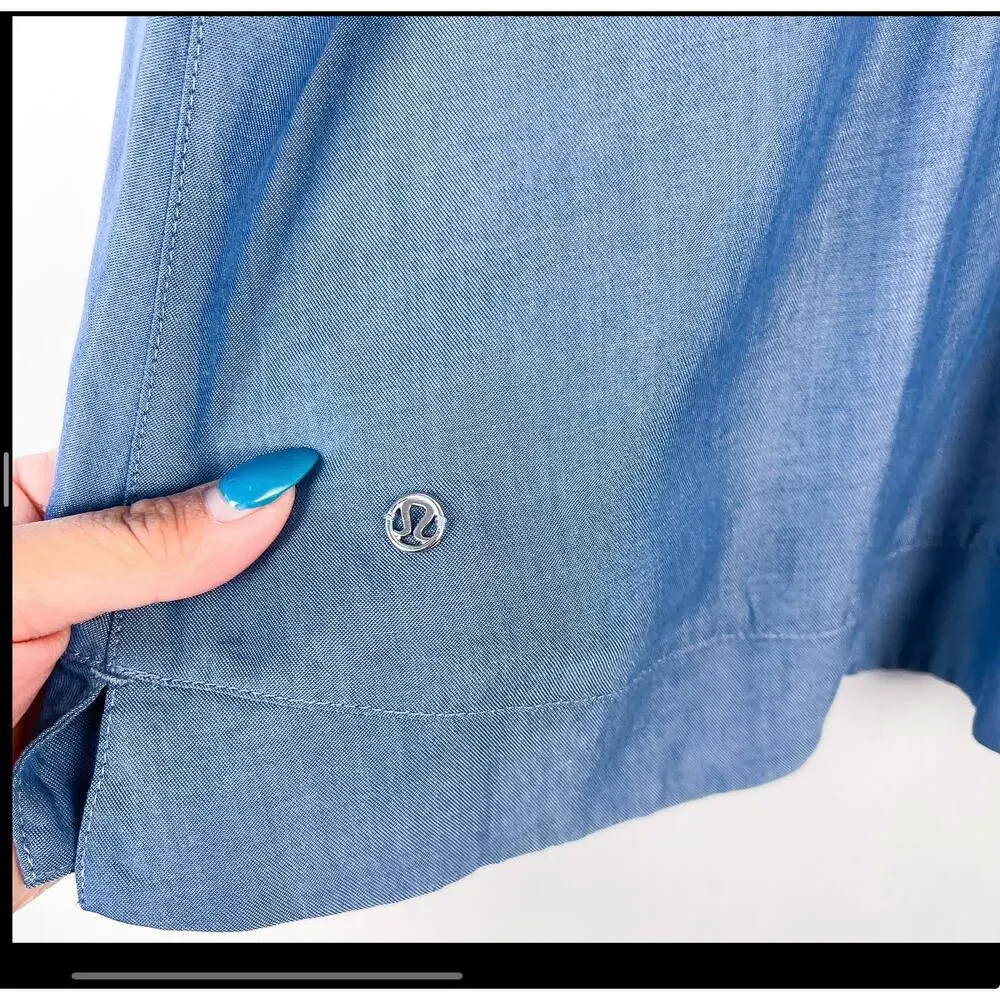 Lululemon Chambray V-Neck Flowy Cami Tank Top Blue - 8